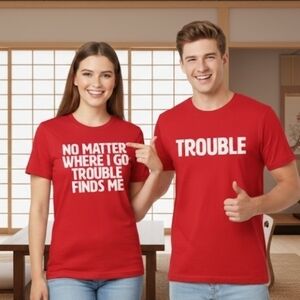 2pcs Couples Matchy Trouble Shirts Large